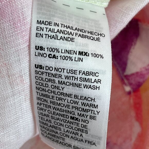 Chicos Womens 4 No Iron Watercolor Linen Button Up Shirt 3/4 Sleeve Blouse - Picture 5 of 10